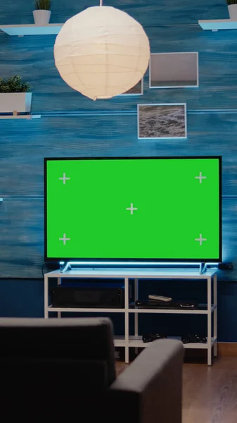 Nadie en sala de estar con pantalla verde — Foto de Stock