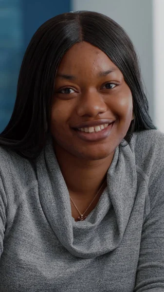 Portrait of student with black skin writing creative communication project — Stock Photo, Image