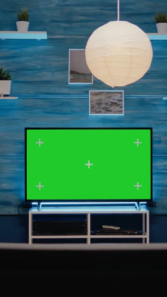 Empty modern room designed with green screen — Stock Photo, Image