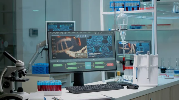 Närbild av kemi skrivbord i laboratorium arbetsplats — Stockfoto