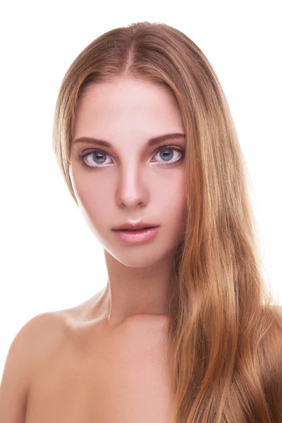 Beautiful woman with long healthy blonde hair — Stock Photo, Image