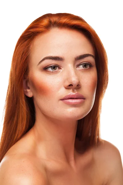 Redhead beauty isolated on white background — Stock Photo, Image