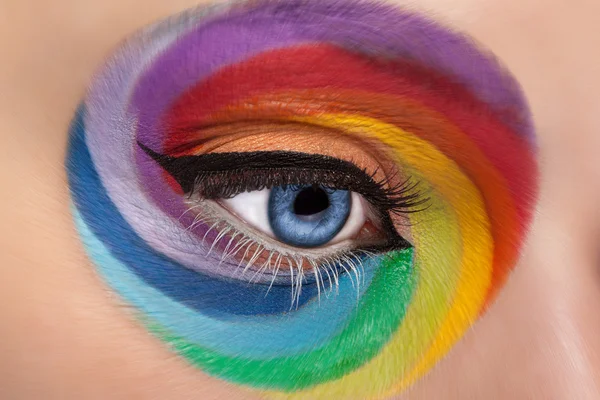 Fashion concept make up of spinning rainbow