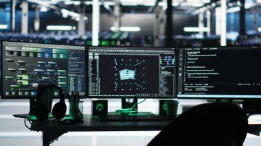 Veri merkezindeki bilgisayar sistemleri ağ kaynaklarını bağlantıları görselleştiren düğüm ağacı yazılımı kullanarak yönetiyor. Etkili veri işleme ve depolama olanağı sağlayan görsel programlama araçları