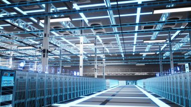 Veri Merkezi Yapay Zeka süper bilgisayarları kuantum hesaplama ve gelişmiş hesaplamalar için kullanılır. Yüksek teknoloji sunucu teçhizatı makine öğrenme bilimsel simülasyonlar, mavi VFX kaplama