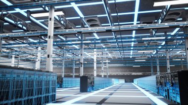 Veri merkezinde kuantum hesaplama, yapay zeka ve süper bilgisayarlar, gelişmiş hesaplamalar yapıyorlar. Bilimsel simülasyonlar ve sunucu merkezi teçhizatı ile yapılan karmaşık problem çözümü, mavi VFX