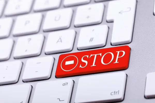 Aluminium-Tastatur mit Stoppwort und Zeichen — Stockfoto
