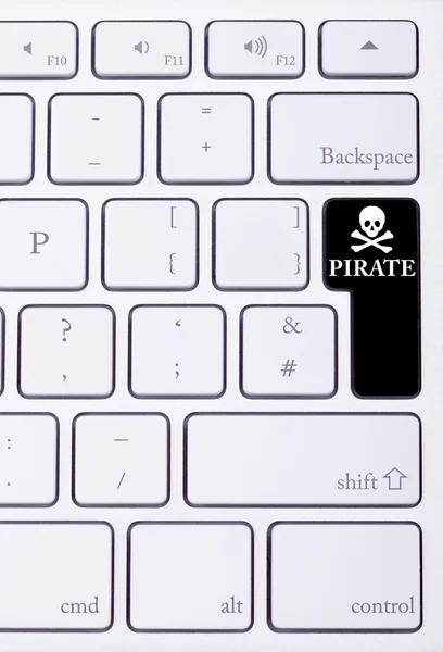 Tastiera con parola e simbolo pirata — Foto Stock