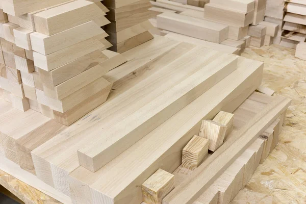 Barras Madeira Oficina Carpintaria Para Produção Móveis — Fotografia de Stock