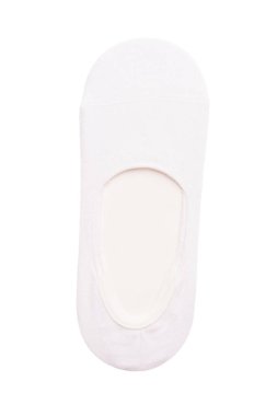 Beyaz arka planda beyaz pamuklu çoraplar, hat boyunca kesilmiş.