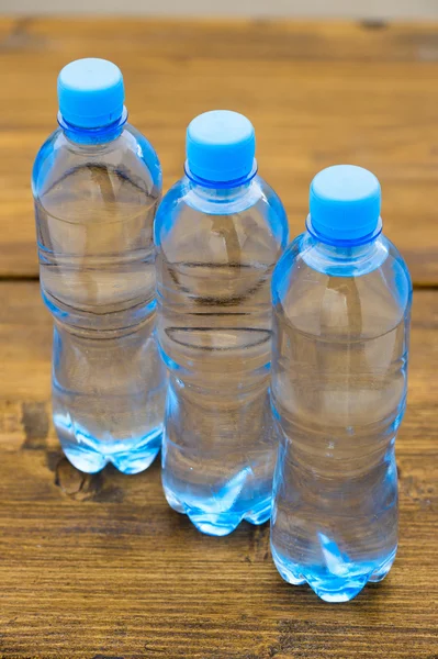Üç plastik şişe su — Stok fotoğraf
