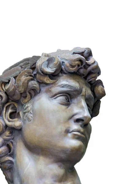 David. Florenz. Detailaufnahme von Michelangelos Statue auf weißem Hintergrund — Stockfoto