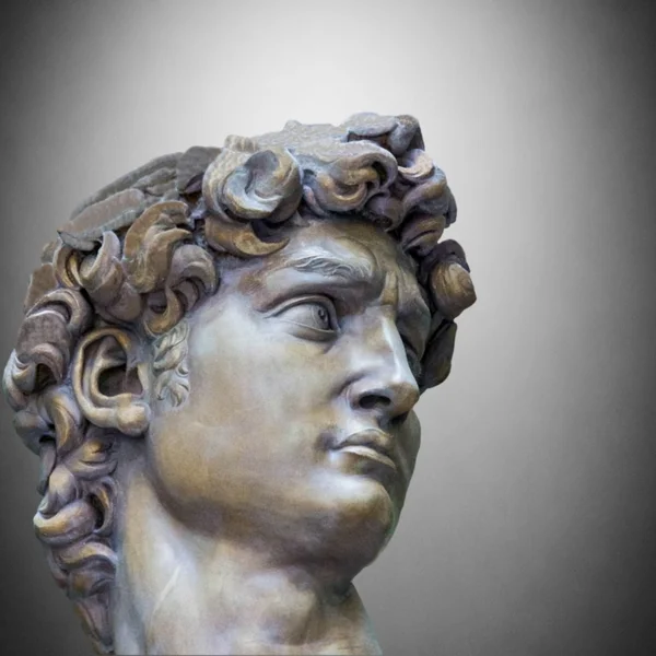 그런 지 배경에 미켈란젤로의 David 동상의 세부 클로즈업 — 스톡 사진