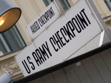 Checkpoint Charlie sign, Berlin, Germany clipart