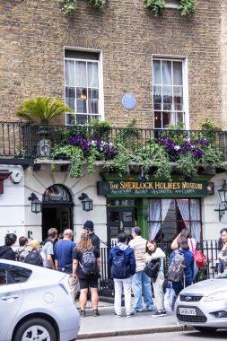 Sherlock Holmes evi ve Müzesi 221b Baker Sokağı'nın cephe. . Londra. İngiltere