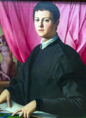 Londra Ulusal Galerisi'nde Bronzino tarafından genç bir adamın portresi (1550-1555). 