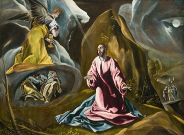 Acı içinde Bahçe, Gethsemane (1590) Studio El Greco adlı National Gallery London tarafından.
