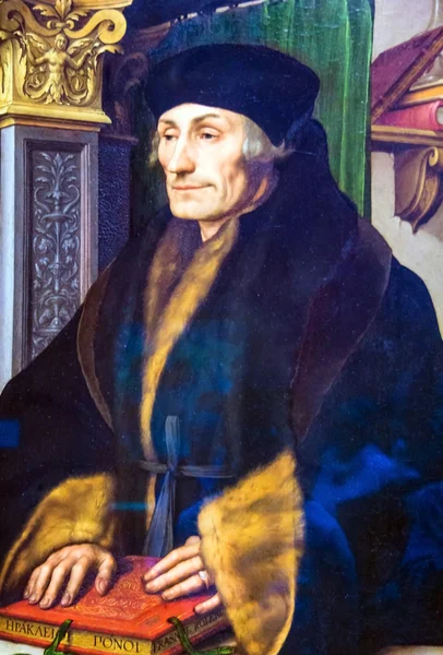 Erasmus (1523) door Hans Holbein de jongere (1497-1543) in de National Gallery of London. — Stockfoto