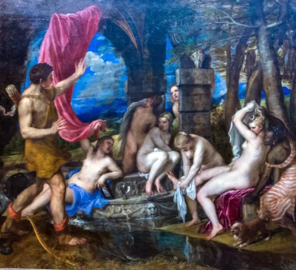 Diana och Actaeon (1556-1559) av Titian (Tiziano) på National Gallery of London. — Stockfoto