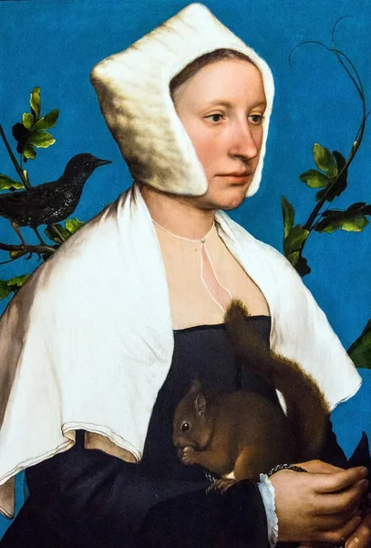 Sincap ve Starling ile Lady (Anne Lovel?) (1526-1528) Genç Hans Holbein tarafından (1497-1543) Londra Ulusal Galerisi'nde.