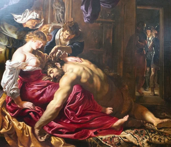 Samson i Dalilah(1609-1610), przez Peter Paul Rubens (1577-1640) w National Gallery w Londynie. — Zdjęcie stockowe