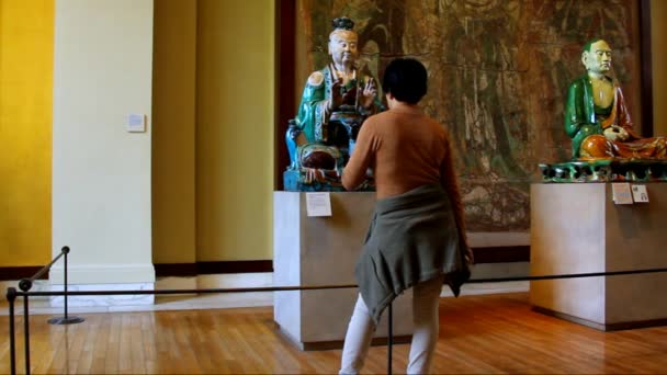 Unidentified Tourists at One of the Halls of the British Museum — Stock Video