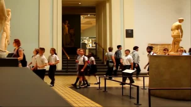 Oidentifierade turister på en av salarna i British Museum — Stockvideo