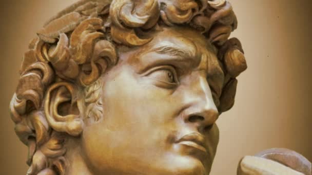 Dettaglio primo piano della statua del David di Michelangelo — Video Stock