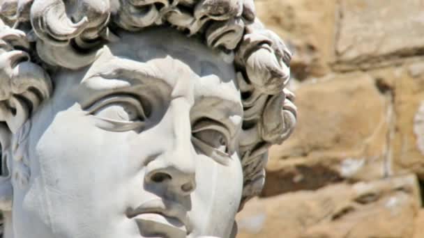 Detalle de primer plano de la estatua de David de Miguel Ángel — Vídeo de stock