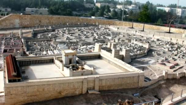 Modelo del Segundo Templo. Jerusalén. Zoom de cámara — Vídeo de stock