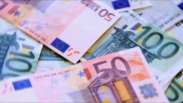 落下和旋转欧洲货币 — 图库视频影像