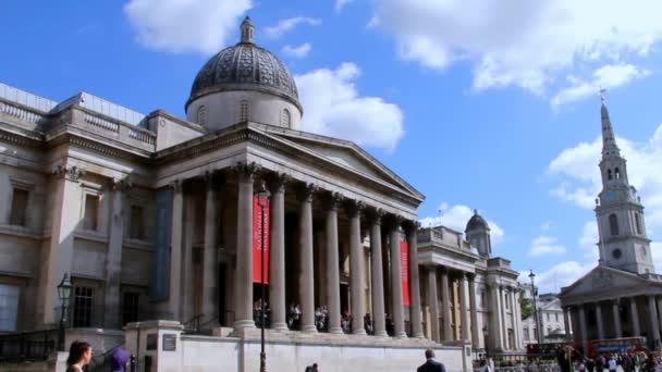 National Gallery of Art, Trafalgar Square, Londra — Video Stock