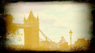Tower Bridge Londra ile eski film efekti, İngiltere.