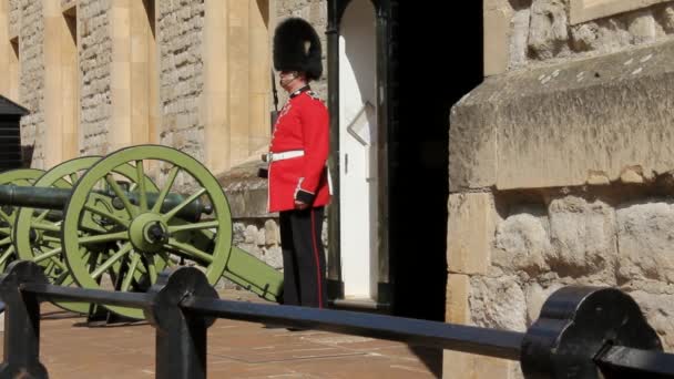 Guardias en Castle Tower de Londres, Reino Unido . — Vídeo de stock