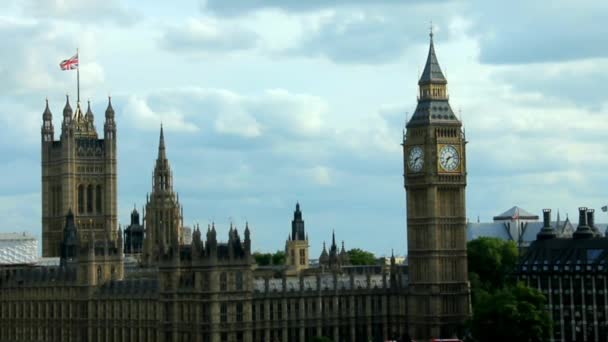 Cidade Aérea de Londres com Casas do Parlamento e Big Ben. Inglaterra — Vídeo de Stock