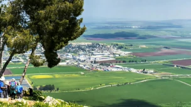 Panoramic View Beit Shean Valley Mount Gilboa Israel Zoom Right — Stock Video