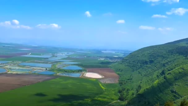 Vista Panorâmica Vale Beit Shean Partir Monte Gilboa Israel Zoom — Vídeo de Stock