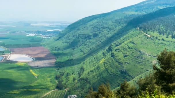 Vista Panorâmica Vale Beit Shean Partir Monte Gilboa Israel Zoom — Vídeo de Stock