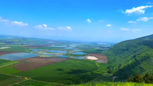 Panoramic View Beit Shean Valley Mount Gilboa Israel Zoom — Stock Video