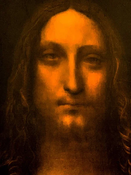 テルアビブ イスラエル 3月6 2019 レオナルド ヴィンチの展覧会でレオナルド ヴィンチの絵画 世界の救世主 Circa 1490 — ストック写真