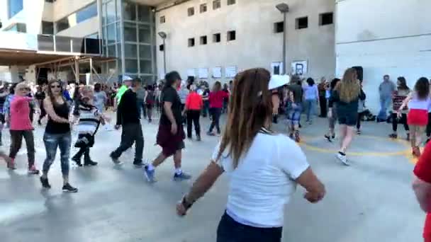 Tel Aviv Srail Mart 2019 Srailliler Hilton Plajında Dans Ediyor — Stok video