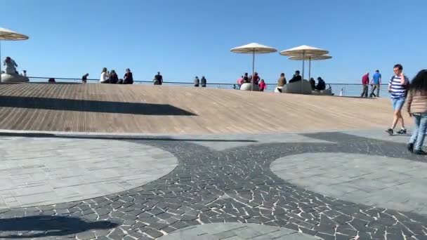 Tel Aviv Izrael Března 2019 Středozemní Gordon Plážová Promenáda Jarním — Stock video