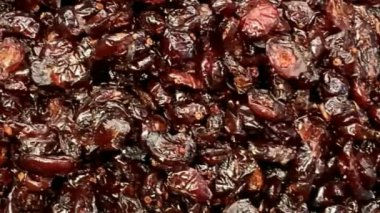 Markette ya da markette satılan kurutulmuş meyvelerin bulanık görüntüsü. HD