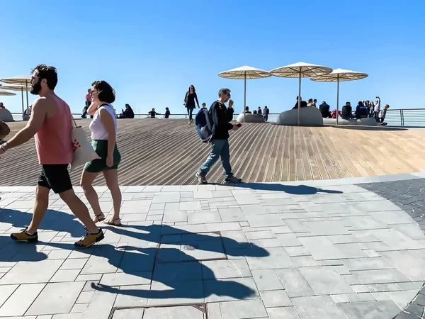 Tel Awiw Izrael Marca 2019 Śródziemnomorska Promenada Plażowa Gordon Wiosenny — Zdjęcie stockowe