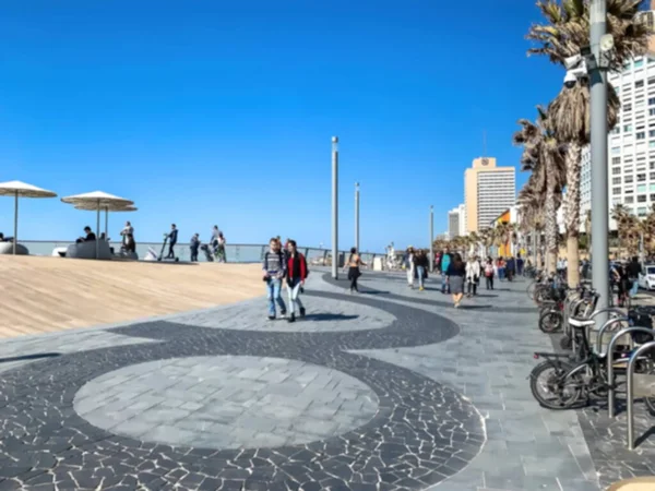 Tel Aviv Srail Mart 2019 Akdeniz Gordon Plajı Güneşli Bir — Stok fotoğraf