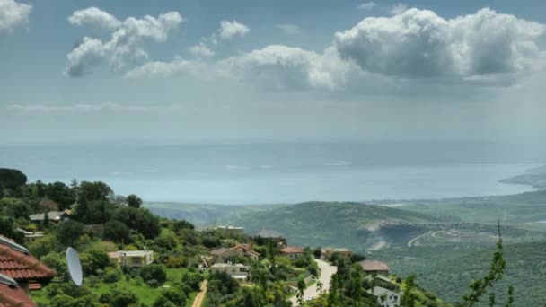 Panorama Van Boven Galilea Vanaf Toppen Van Heuvels Rond Het — Stockvideo