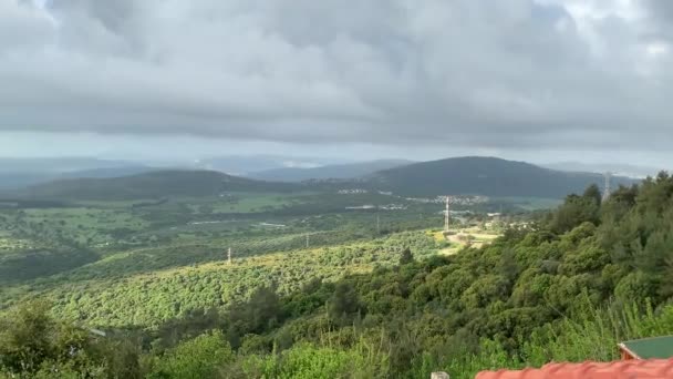 Panorama Górnej Galilei Szczytów Wzgórz Otaczających Jezioro Kinneret Lub Morze — Wideo stockowe