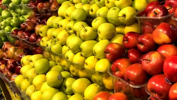 Karmiel Israël Avril 2019 Assortiment Pommes Vertes Rouges Jaunes Fraîches — Video