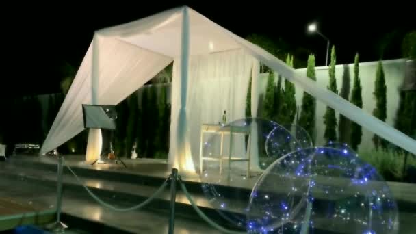 Jewish Traditions Wedding Outdoor Ceremony Wedding Canopy Chuppah Hupa Made — Stock Video