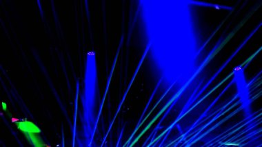 Şölen salonunda lazer neon ışıklar yanıp sönüyor.